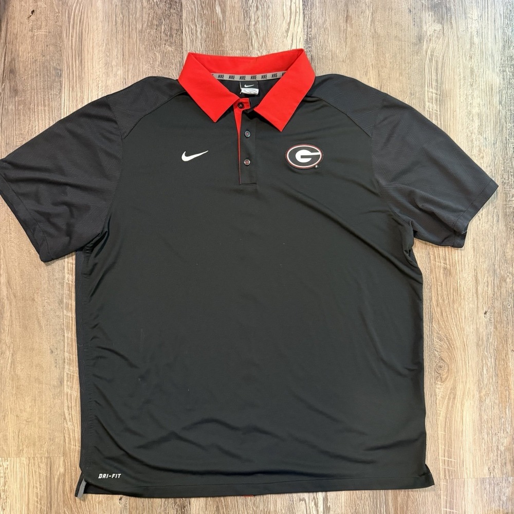Georgia Bulldogs Nike Dri-FIT Polo Shirt Black Embroidered Mens XXL Performance